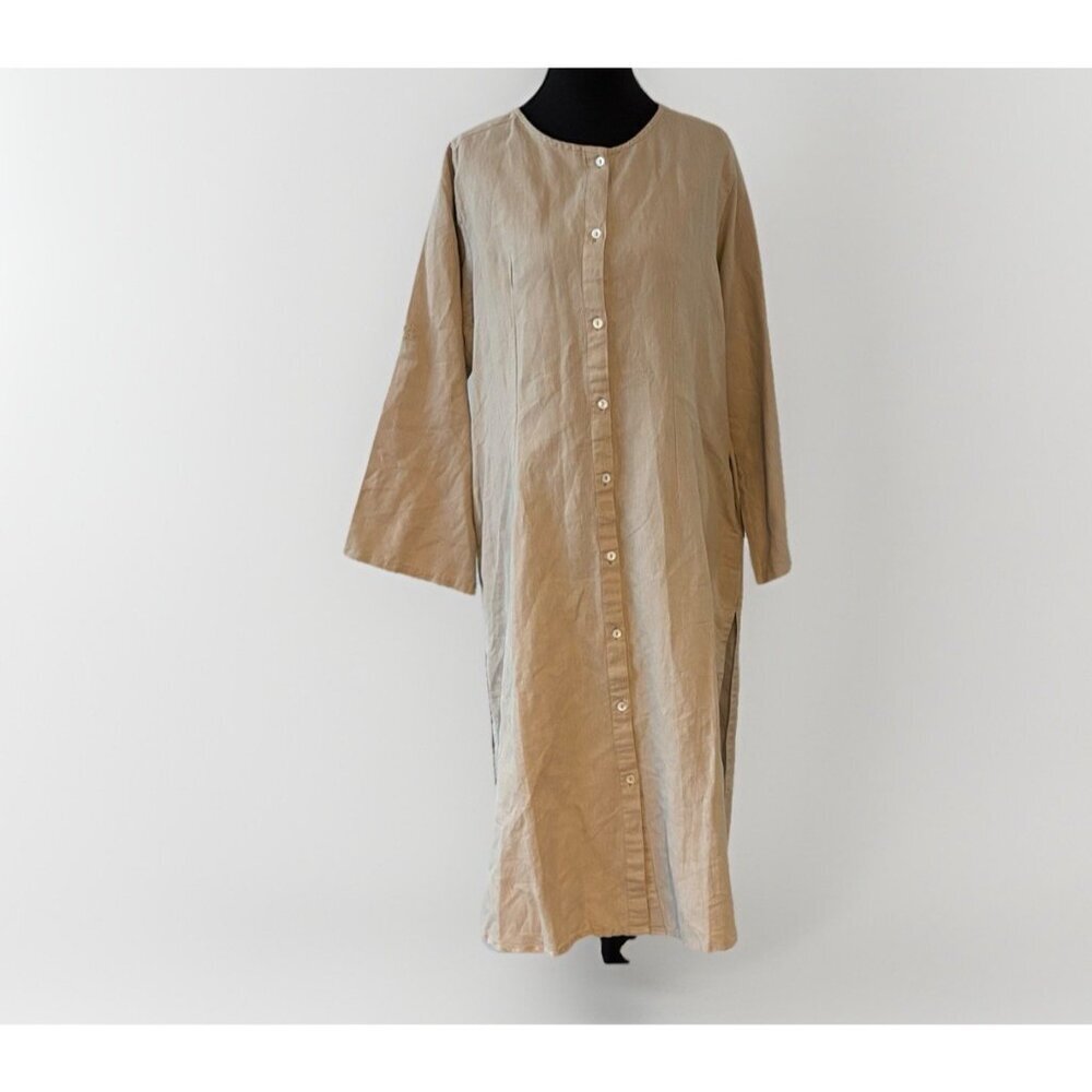 Embelish By Creative Co Linen Cotton Dress Womens L Lagenlook Peasant Cottage - Picture 2 of 16